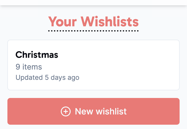 wishlists page screenshot